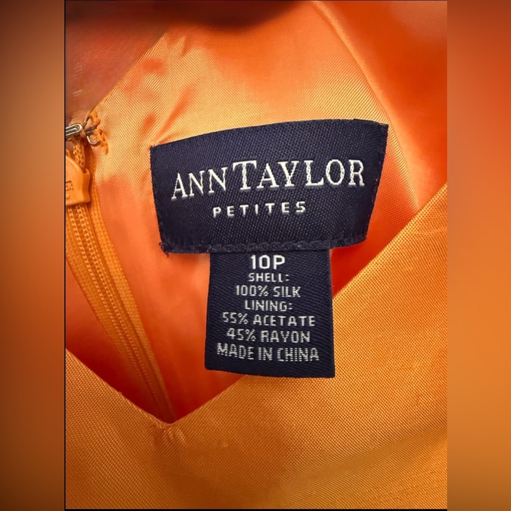 Ann Taylor Vibrant Orange Silk Dress